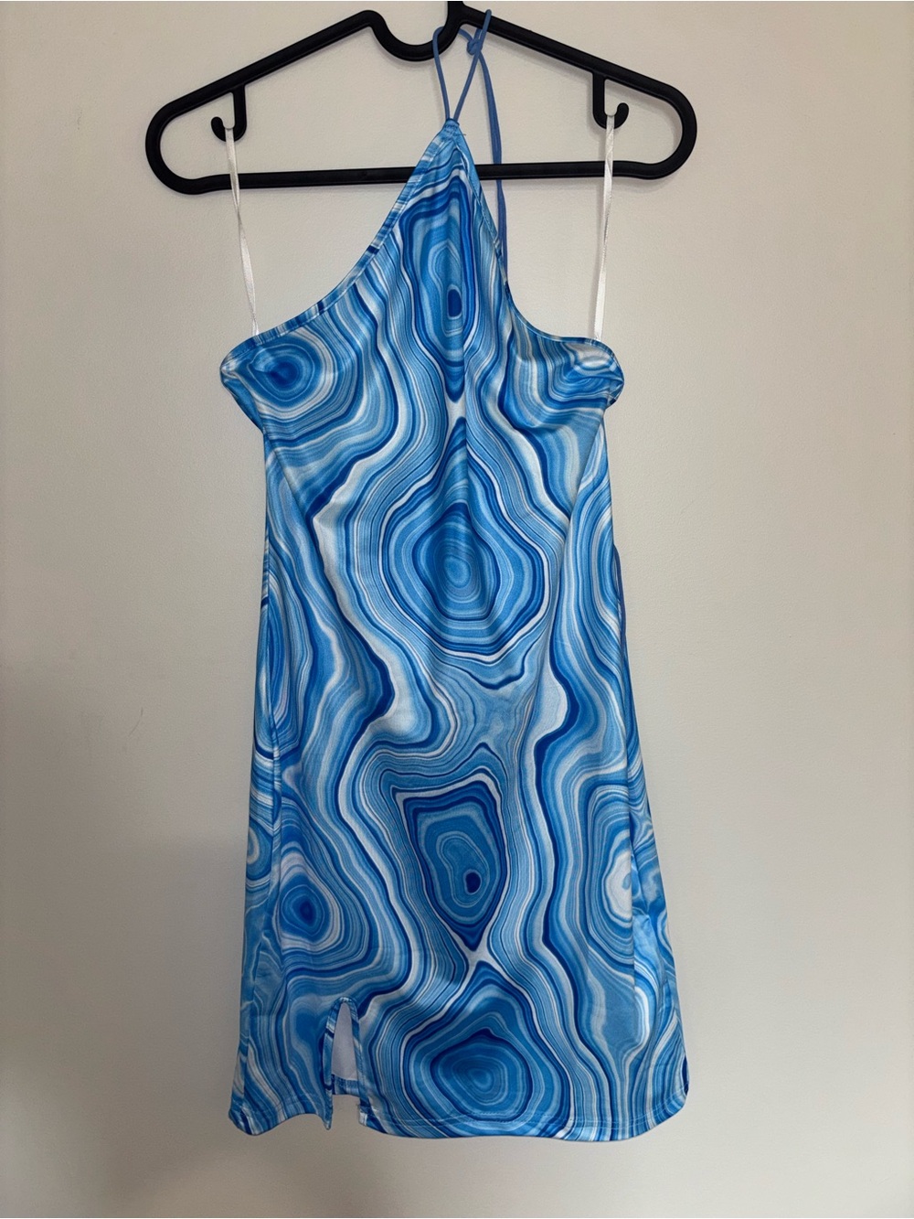 SHEIN Blue Marble Halter Dress